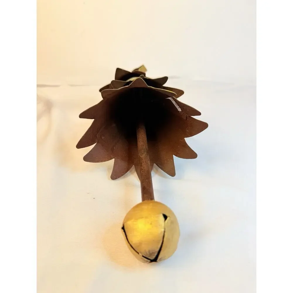 15” Rustic Primitive Metal Christmas Tree Jungle Bell Farmhouse Country Holiday